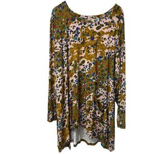 LOGO by Lori Goldstein Boho Top Plus Size 3X  Long Sleeve Tunic Tee with Pocket